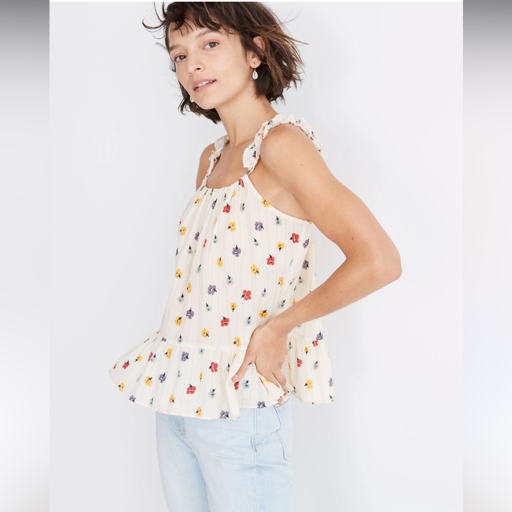 Madewell Cream Camisole with Floral Accents
